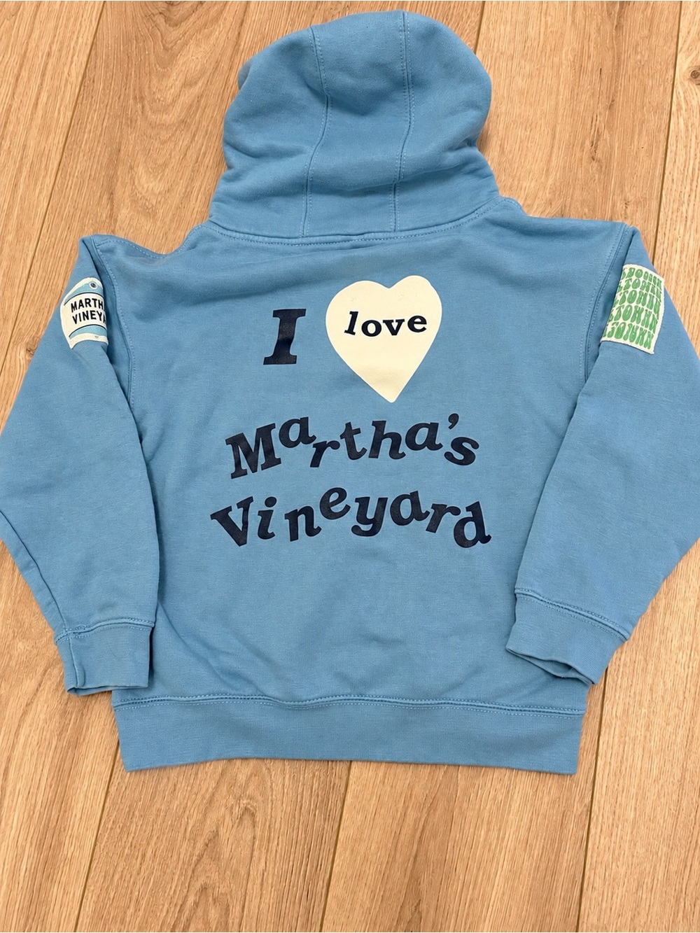 Martha's Vineyard Kids Blue Hooded Sweatshirt - I Love Graphic